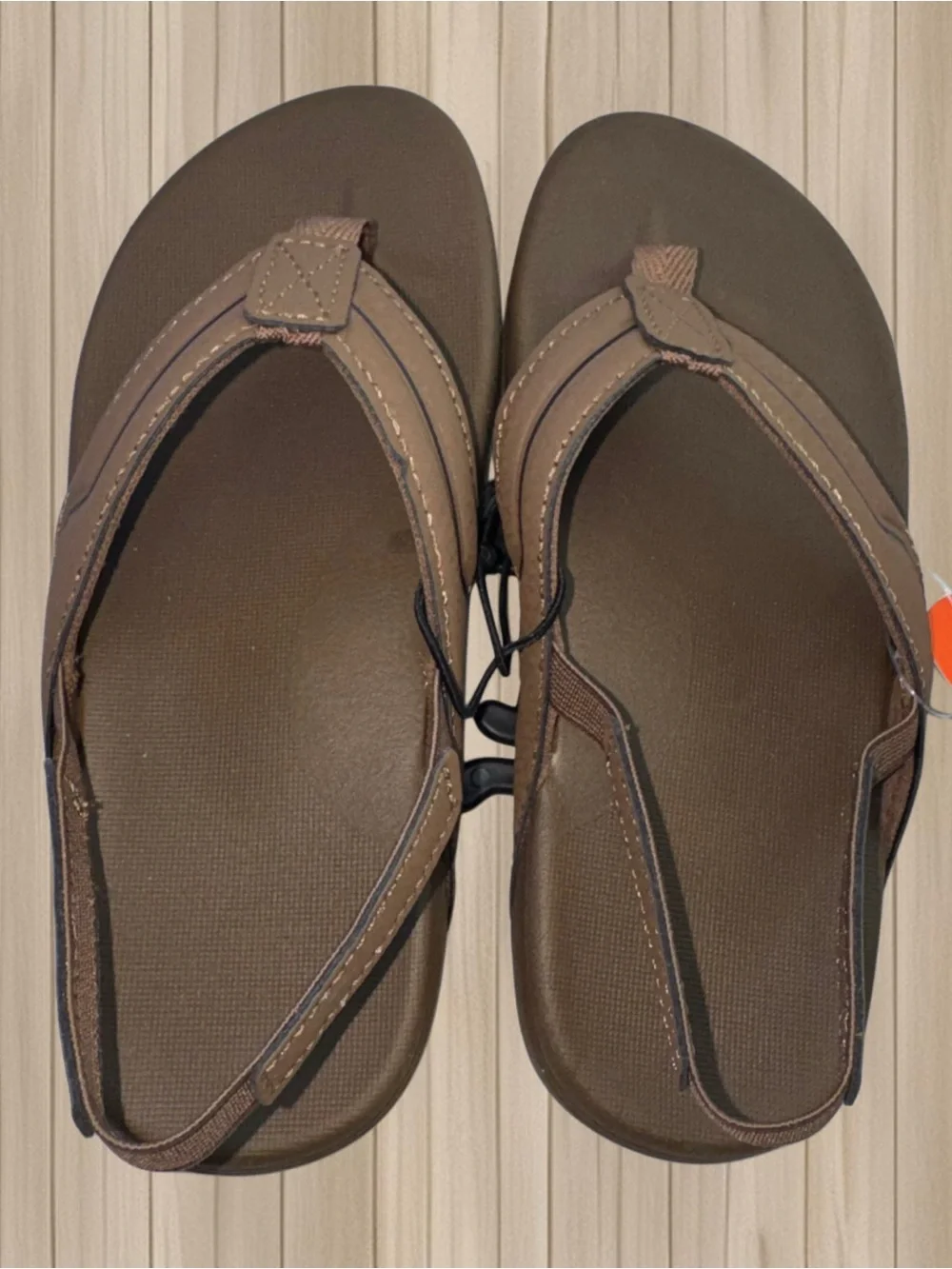 Wonder Nation Toddler Boys Flip Flops With Heel Strap Brown Squishy Comfort